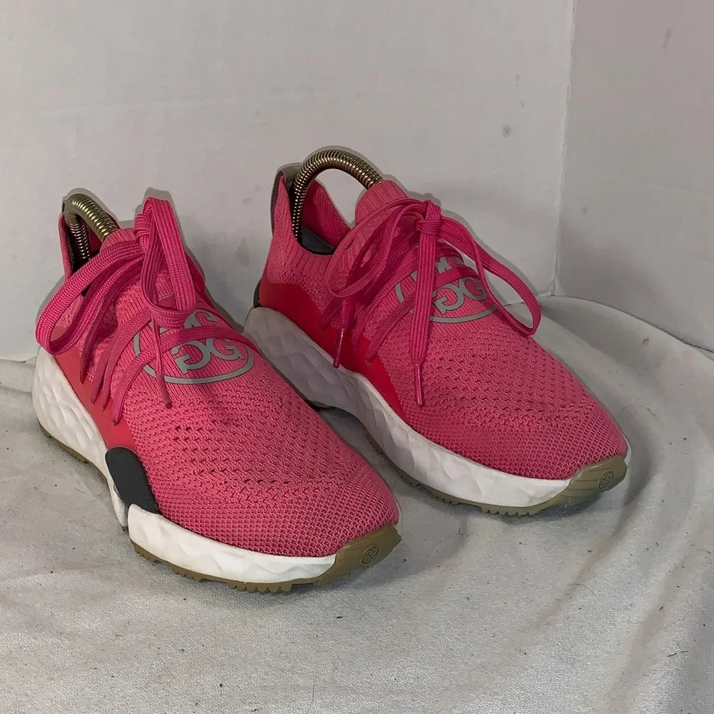 G/FORE Women’s ‘Day Glo’ Hot Pink Knit Lace-Up Spikeless Golf Shoes